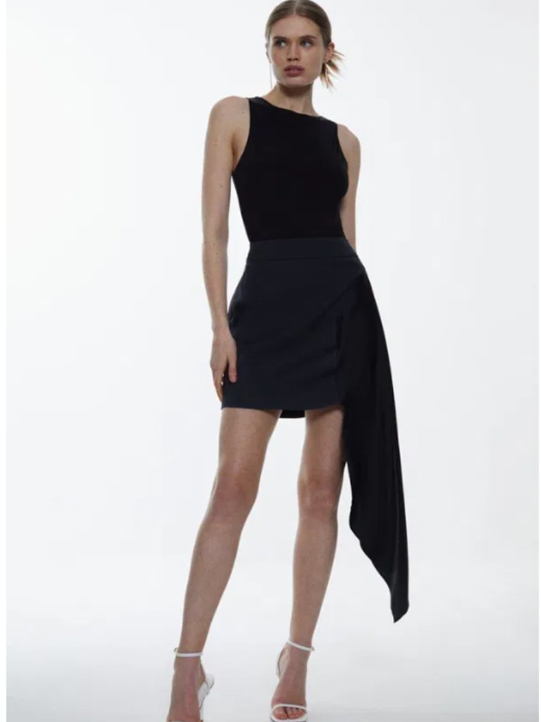 Nwt Karen Millen Compact Stretch Viscose Side Drape Mini Skirt